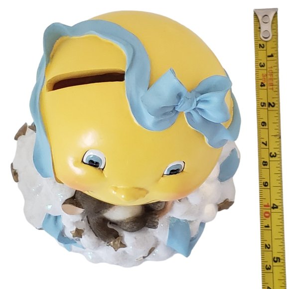 Moon & Stars Child Bank Blue Ribbon Fitz and Floyd Charming Tails Sleeping Mouse - Picture 12 of 12